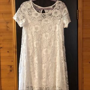 SOLD White dress, size Large. Longer on the sides
